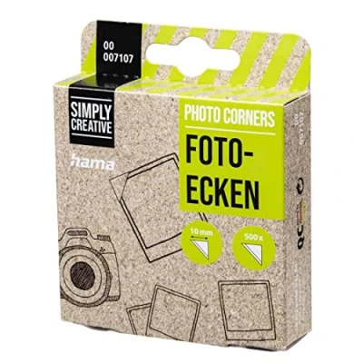 Abbildung von Hama Fotoecken 500 Stück (Foto Klebepads selbstklebend, Fotokleber Ecken geeignet für Fotoalbum und Scrapbook zum Einkleben von Fotos, Postkarten, Grußkarten, Spenderbox), transparent