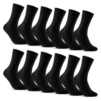 Abbildung von 12 Paar Socken Herren Schwarz Business Baumwolle Herrensocken 70203T (Schwarz 39 42)