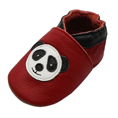 Abbildung von YIHAKIDS Premium Weiche Leder Krabbelschuhe Babyschuhe Kleinkind Lauflernschuhe Mit Karikatur Panda(Rot,18 24 Monate)