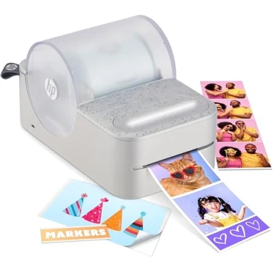 Abbildung von HP Sprocket Panorama Instant Tragbarer Farbetiketten und Fotodrucker (Grau). Personalisieren Sie Drucke im Format 2 x 0,5 bis 9 Zoll auf Papier mit Selbstklebender Zinkrückseite