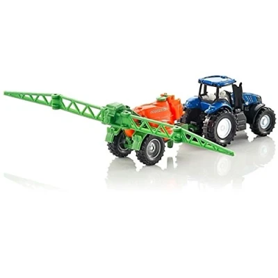 Abbildung von siku 1668, New Holland Traktor mit Feldspritze, Metall/Kunststoff, Blau/Orange, Bewegliches Spritzgestell