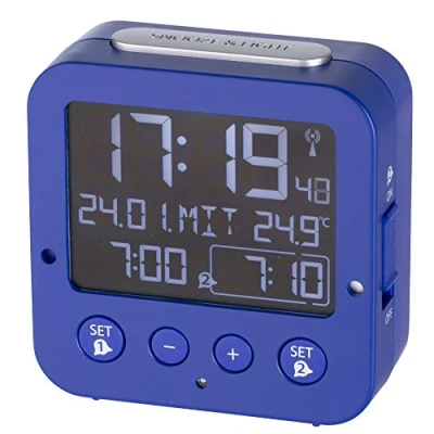 Abbildung von TFA Dostmann 60.2531.06 Bingo Funk Wecker mit Temperatur, blau
