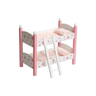 Abbildung von Bayer Chic 2000 Puppen Etagenbett für Baby bis 48 cm, Puppenbett, Puppenmöbel, Stars pink, Klein