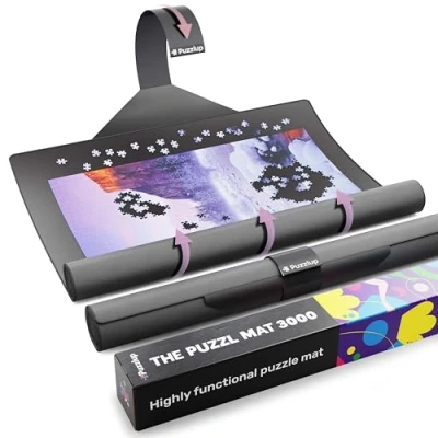 Abbildung von Puzzlup Puzzlematte bis 3000 Teile 95 x 150 cm Premium Puzzle Rolle für 500, 1000, 1500, 2000 und In Sekunden zusammenrollen Matte mit Geschenkverpackung