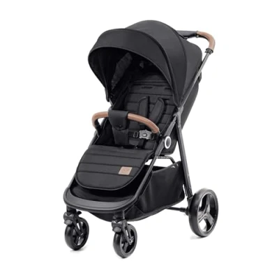 Abbildung von Kinderkraft GRANDE PLUS buggy von Geburt bis 22 kg, Zusammenklappen mit einer Hand, Liegeposition, großes Verdeck Fenster, alle 4 Räder gedämpft, geräumige Sitz, Schwarz