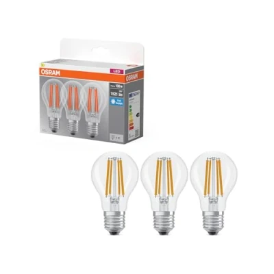 Abbildung von OSRAM LED Lampe Base Classic Kolbenform E27 klar 6500K, Filament LED, Ersatz für Glühlampe, IP20, quecksilberfrei, stoßfest, 15000 h, Haushalt &amp; Außen, 100W