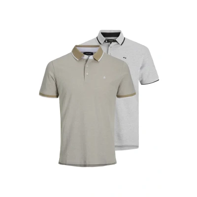 Abbildung von Jack &amp; Jones Jjepaulos SS 2PK NOOS Poloshirt, Herren, Größe: Small, Beige