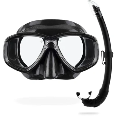 Abbildung von Cressi Perla Unisex Erwachsene Schnorchelset Maske + Schnorchel Mexico, Schwarz/Schwarz, Einheitsgröße