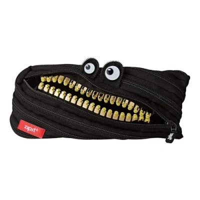 Abbildung von ZIPIT Grillz Federmäppchen für Kinder / Großes Mäppchen die Schule Monster Etui Jungen Federmappe Schwarz