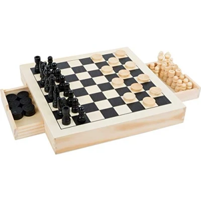 Abbildung von small foot Spiele Set Schach, Dame &amp; Mühle aus Holz, 3 Klassiker im Set, Holzbox zum Mitnehmen, Art. Nr. 11208