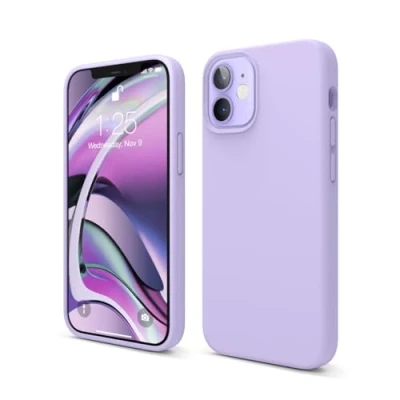 Abbildung von elago Liquid Silicone Case Kompatibel mit iPhone 12 Mini Hülle (5,4&quot;), Hochwertiges Silikon, Rundumschutz Handyhülle : 3 Layer Struktur Schutzhülle (Violett)