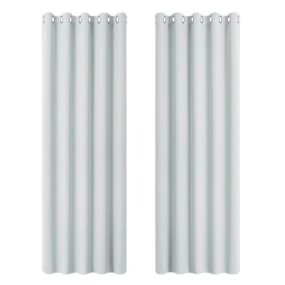 Abbildung von PONY DANCE Extra Breite Gardinen Blickdicht 2 Stücke H 228 x B 167 cm Verdunklungsvorhänge für Wohnzimmer Thermo Kälteschutz mit Ösen Vorhang Wärmeisolierend, Grau weiß