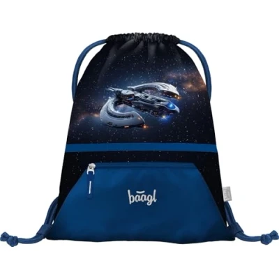 Abbildung von Baagl Turnbeutel für Jungen mit Reißverschlusstasche Wasserdichter Schuhbeutel Kinder Schule und Kindergarten Sportbeutel Lässiger Schwimmbeutel Kinderbeutel Sport (Space Ship)