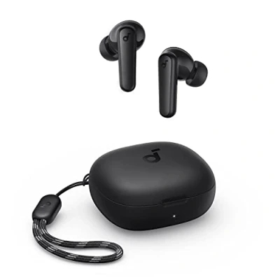 Abbildung von soundcore by Anker P20i Kabellose Bluetooth Kopfhörer in Ear, 10mm Treiber, Anpassbarer EQ, 30 Std. Spielzeit, IPX5 wasserfest, 2 Mikros mit KI, einzeln verwendbar (Schwarz) (Generalüberholt)
