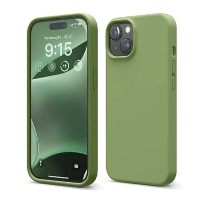 Abbildung von elago Flüssig Silikon Case Kompatibel mit iPhone 15 Hülle, Premium Handyhülle, Ganzkörper Schutzhülle [4 Lagige Stoßfeste Struktur], Kratzfestes Weiches Mikrofaserfutter (Zenderngrün)