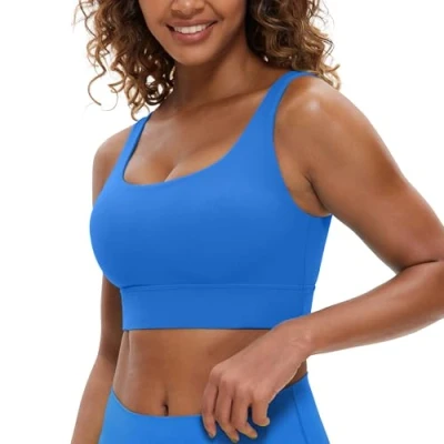 Abbildung von CRZ Yoga Damen Butterluxe Sport BH U Back Ohne Buegel Große Brüste Fitness Top Funkelndes Blau XL
