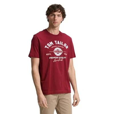 Abbildung von TOM Tailor LOGO Tshirt print, Herren, Größe: XL, Burned cordovan red