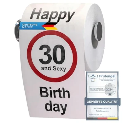 Abbildung von GOODS+GADGETS Lustiges Fun Klopapier zum 30. Geburtstag Toilettenpapier Geschenkartikel Geburtstags Dekoration 30 und Sexy!