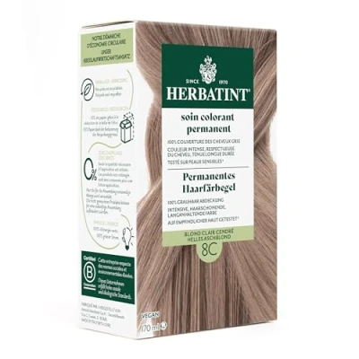 Abbildung von Herbatint Permanentes Haarfärbegel 8C Helles Aschblond 170 ml I Ohne Ammoniak, optimale Grauhaarabdeckung Auf empfindlicher Haut getestet, mit 8 Pflanzenextrakten
