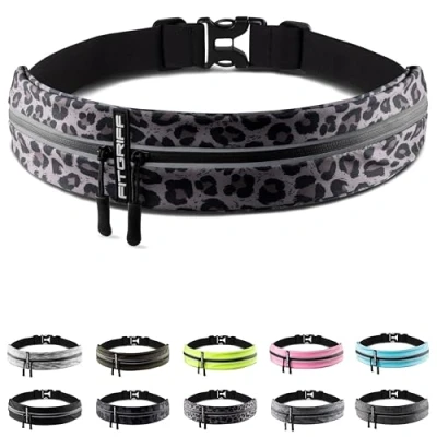Abbildung von Fitgriff® Laufgürtel für Handy Lauftasche Jogging, Hüfttasche, Sportgürtel, Running Belt zum Joggen, Laufen, Sport, Fitness passend alle Smartphones (Leopard, 62 90cm Bauchumfang)