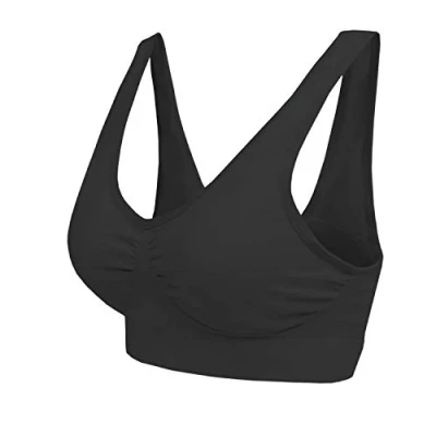 Abbildung von Boolavard ® Sport BH und Wohlfühl Bra nahtlos in Farbe Weiß Schwarz (XXXL: 136 141cm (100B+), Schwarz)