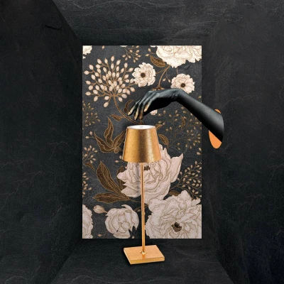 Abbildung von Zafferano Poldina LED Tischlampe Akku Dekor gold