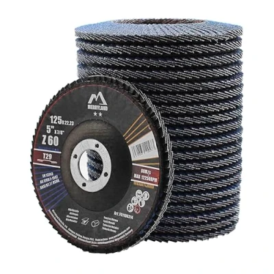 Abbildung von Merryland Fächerscheibe 125 Metall Edelstahl Stahl für Winkelschleifer, 125mm 60K T29 Lamellenscheibe Zirkonkorund Blau Schleifmopteller 20 Stück, Craft Line FC1108314