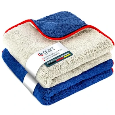 Abbildung von Glart Poliertuch Auto Trockentuch 2er Set Premium Mikrofasertücher für professionelle Lackpflege 40x40cm Mikrofasertuch zum kratzfreien Trocknen &amp; polieren Mikrofaser