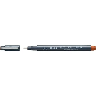 Abbildung von Pentel Pointliner S20P 5SG, Fineliner, sanguine, wasserfest und lichtecht, 0.5 mm, 1 Stück (1er Pack)