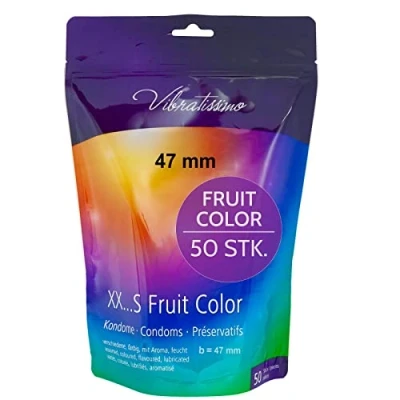 Abbildung von VIBRATISSIMO Kondome Fruit Color 50er Pack I gefühlsecht &amp; extra feucht Condoms for Men Kondom Beutel wiederverschließbar Bunte hauchzart b=47mm
