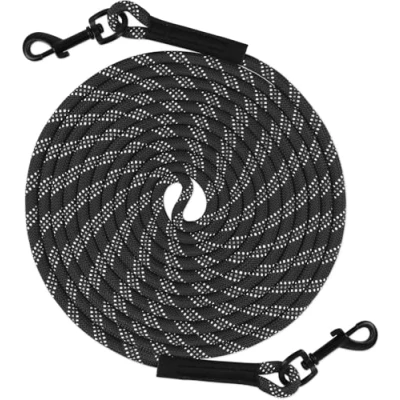 Abbildung von Taglory Schleppleine 5m für Hunde Reflektierendes Seil Doppelter Haken 8mm Schwarz