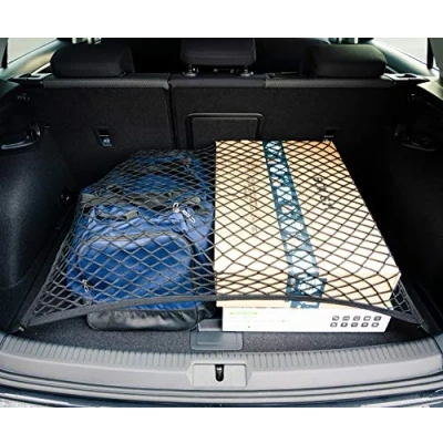Abbildung von Vicera Gepäcknetz 70x60 cm Kofferraumnetz fürs Auto, Wohnmobil mit massiven Haken Auto Netz Organizer &amp; Sicherung für den Kofferraum
