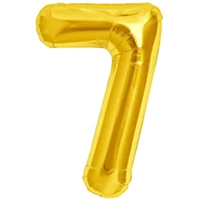 Abbildung von Luftballon 7. Geburtstag Zahl 7 Goldene XXL Riesen Folienballon 100cm Geburtstagsdeko Ballon Deko zum Geburtstag. Fliegt mit Helium.
