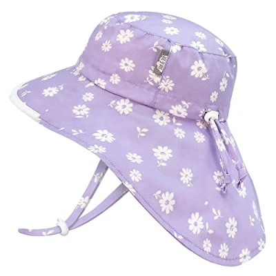 Abbildung von Jan &amp; Jul Summer Swim Sun Hat for Toddler Kids 100% Cotton (L: 2 5 Years, Purple Daisy)