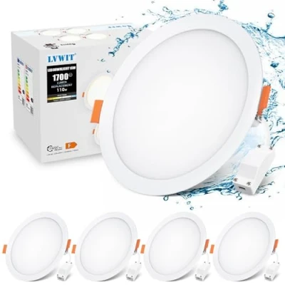 Abbildung von LVWIT LED Deckenspots Flach 230V, 16W 1700lm Einbaustrahler Dimmbar Ultra Deckenstrahler, Warmweiß 3000K Neutralweiß 4000K Kaltweiß 6500K Spots für Badezimmer Wohnzimmer, 48mm, 4er Set