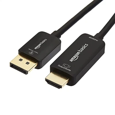 Abbildung von Amazon Basics uni DisplayPort auf HDMI Displaykabel, 4K bei 60 Hz, 1.8 m,Schwarz