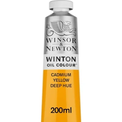 Abbildung von Winsor &amp; Newton 1437115 Winton, feine hochwertige Ölfarbe 200ml Tube mit gleichmäßiger Konsistenz, Lichtbeständig, hohe Deckkraft, Reich an Farbpigmenten Kadmium Gelb dunkel Farbton