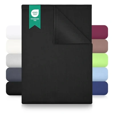 Abbildung von GREEN MARK Textilien Klassische Bettlaken Betttuch Laken Leintuch Haustuch 100% Baumwolle ohne Gummizug vielen Größen und Farben Größe:180x275 cm, schwarz…