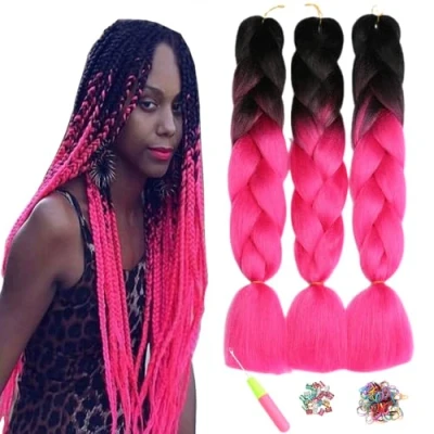 Abbildung von ShowJarlly Kanekalon Kunsthaar Haar, Haar Braids Extension, Ombre Jumbo Braid Haarverlängerung 24&quot;, Zöpfe Box Zum Einflechten African Hair