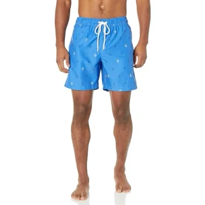 Abbildung von Amazon Essentials Herren Badehose, Schnell Trocknend, 18 cm, Blau Ankermuster, M