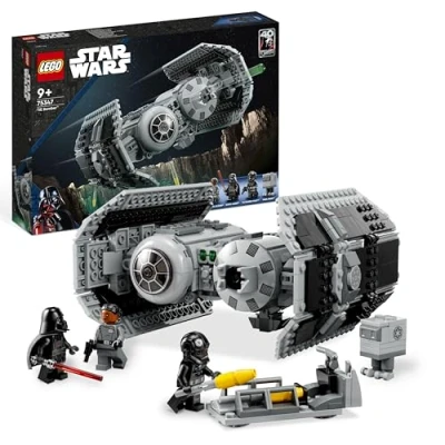 Abbildung von Lego Star Wars TIE Bombe Modellbausatz mit Darth Vader Minifigur Lichtschwert und Gonk Droide, baubares Spielzeug Starfighter als Geschenk 75347