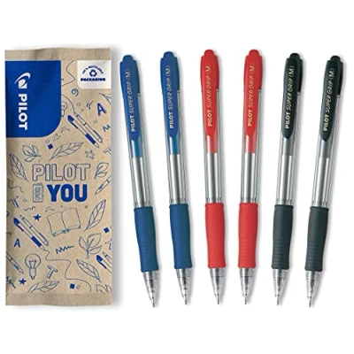 Abbildung von PILOT Super Grip, Kugelschreiber, 6er Set in M (Blau, Schwarz, Rot)