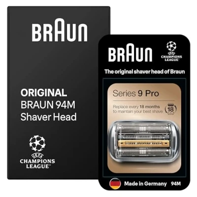 Abbildung von Braun Series 9 Pro Scherkopf für Elektrorasierer, ORIGINAL Ersatzscherteil vom Hersteller passend Herren Rasierer Pro, 94M, chrom, 1er Pack, Unbedruckte Kartonverpackung