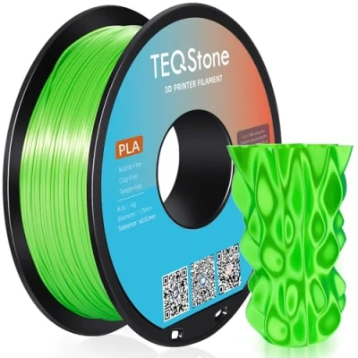 Abbildung von TEQStone Silk PLA Filament 1.75mm Grün 1KG, Maßhaltigkeit +/ 0.02mm Spule Sauber Gewickelt 3D Drucker Vakuumverpackung