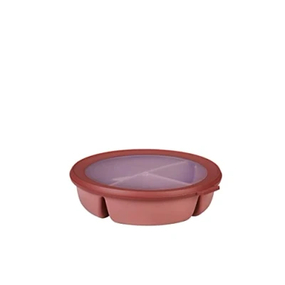 Abbildung von Mepal Bento Schüssel, Multischale mit 3 Fächern, rund Cirqula Frischhaltedose luftdicht Mahlzeiten getrennt aufbewahren Meal Prep Boxen &amp; Vorratsdosen Vivid mauve