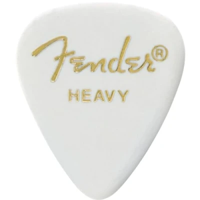 Abbildung von Fender 351 Shape Premium Plektren (12 Stück) für E Gitarre, Akustikgitarre, Mandoline und Bass Heavy weiß