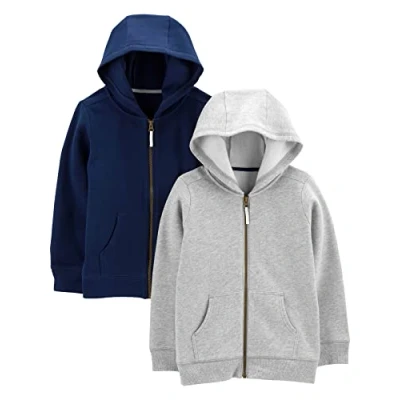 Abbildung von Simple Joys by Carter&#039;s Baby Jungen 2 Pack Fleece Full Zip Fashion Hoodies, Grau/Marineblau, 3 6 Monate (2er Pack)