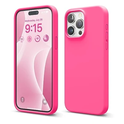 Abbildung von elago Schutzhülle aus Flüssigsilikon, kompatibel mit iPhone 15 Pro Max, Premium Qualität, Rundumschutz [stoßfeste Struktur 4 Schichten], weiches Mikrofaserfutter, Kratzfest (lebendiges Rosa)