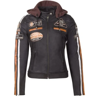 Abbildung von URBAN 5884 Motorradjacke Damen Mit Protektoren, Damenjacke aus Lammleder, Protektoren für Rücken, Schultern und Ellenbogen, Braun, L