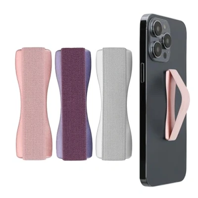 Abbildung von kwmobile Smartphone Fingerhalter 3 Set Handy Halter Griff Halterung Einhandbedienung 3X Handyhalter in Brombeere Rosegold Silber